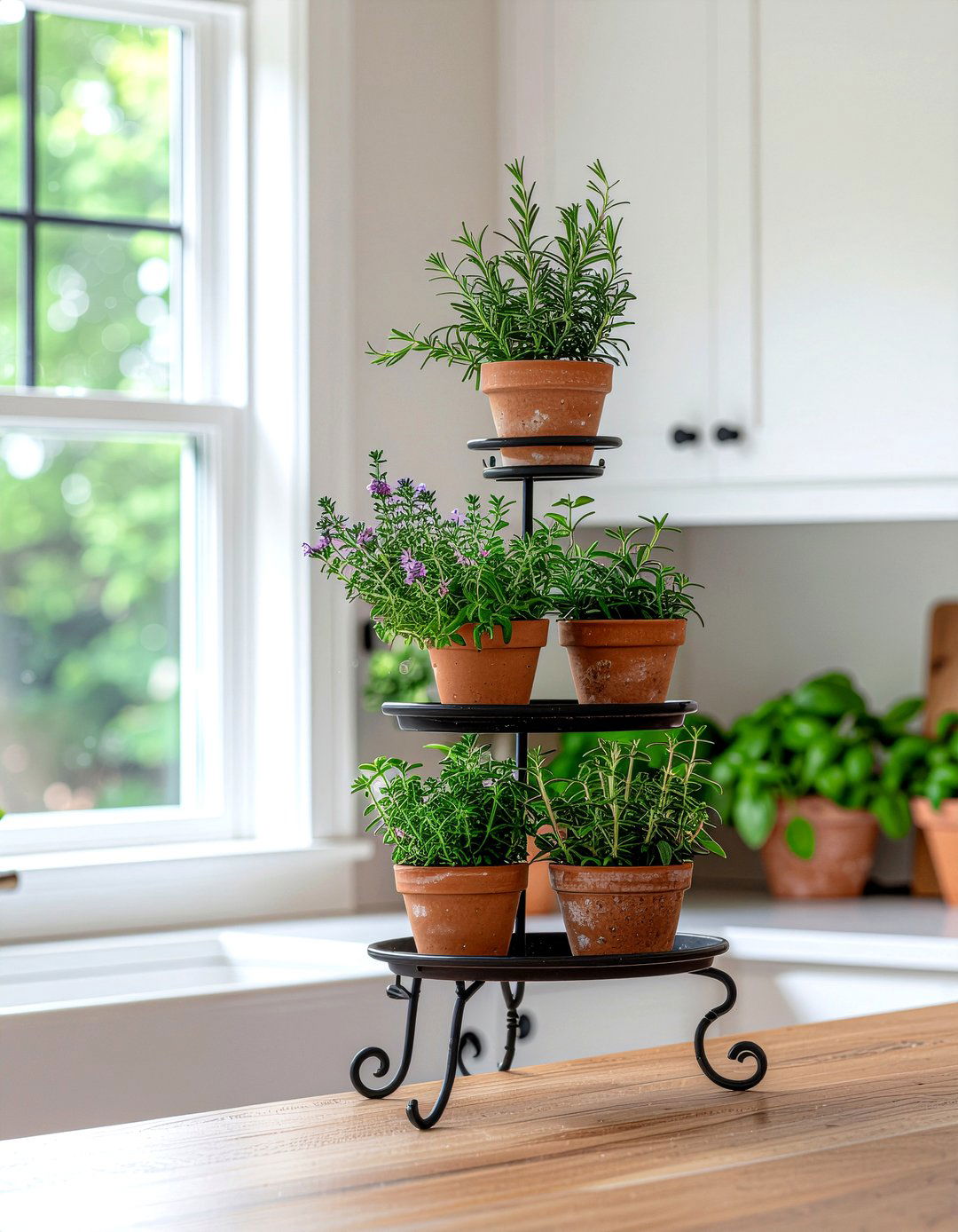 Tiered Herb Plant Stand - 30 indoor herb garden kitchen ideas