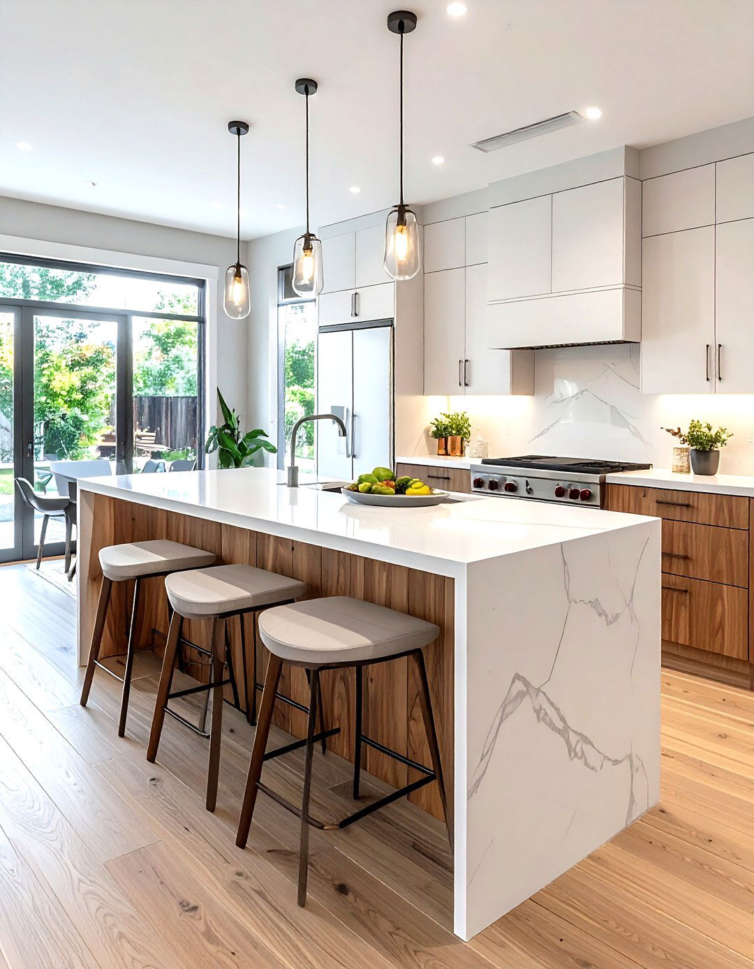 Tiered Kitchen Island - 30 kitchen gathering space ideas