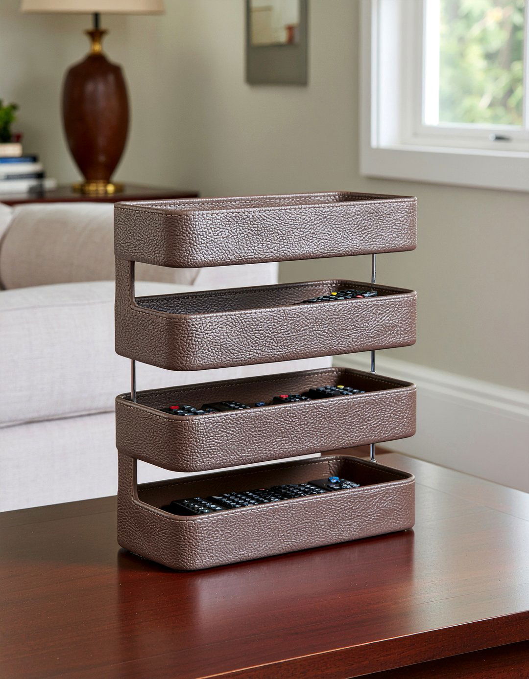 Tiered Media Organizer - 30 living room remote control storage ideas