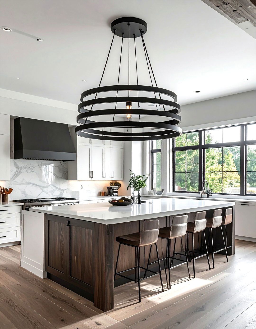 Tiered Metal Island Light - 30 industrial pendant kitchen ideas