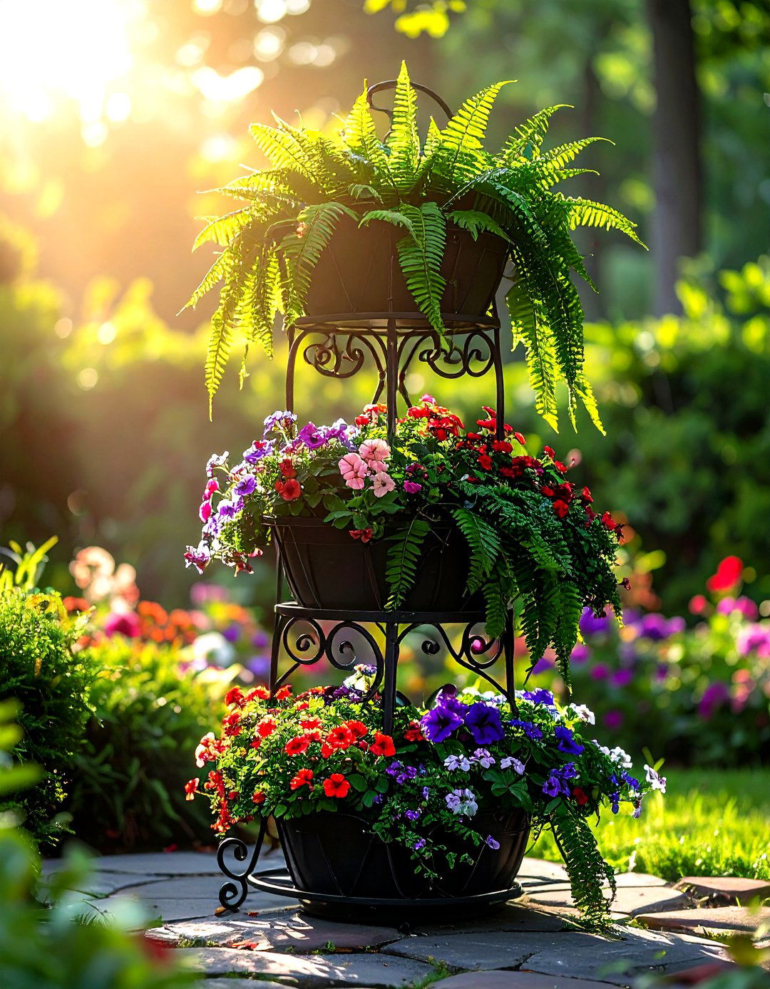 Tiered Metal Plant Stand - 30 living room plant shelves