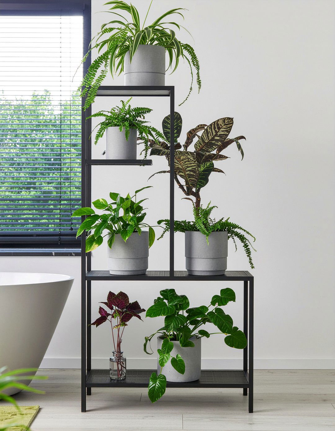 Tiered Metal Stand - 30 bathroom planter ideas