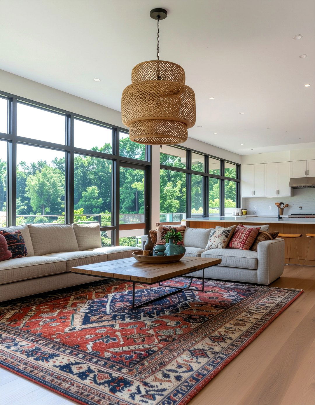 Tiered Rattan Pendant Lamp - 30 rattan pendant kitchen ideas