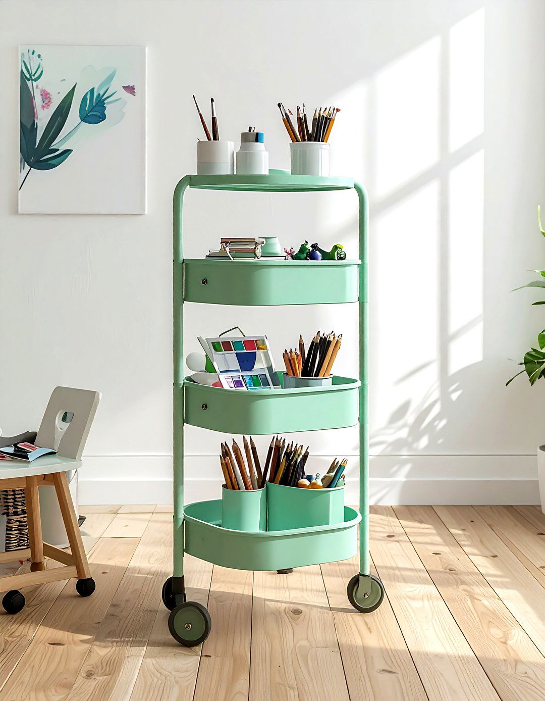 Tiered Rolling Cart - 30 temporary decor ideas