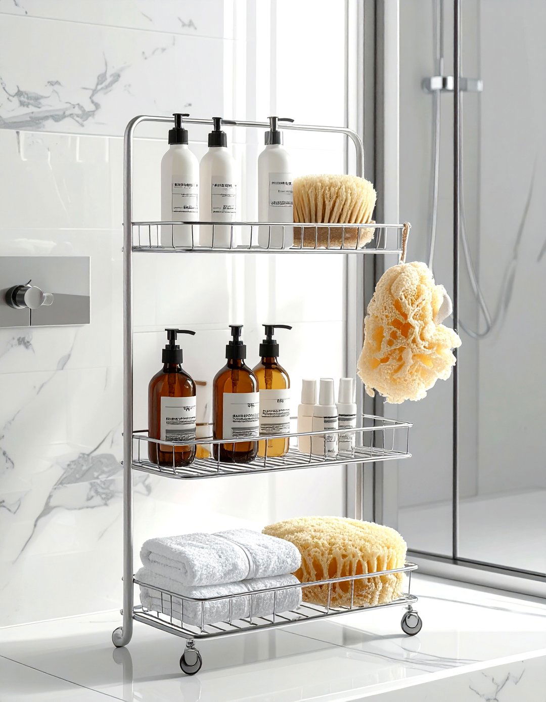 Tiered Shower Caddy - 30 bathroom hanging storage ideas