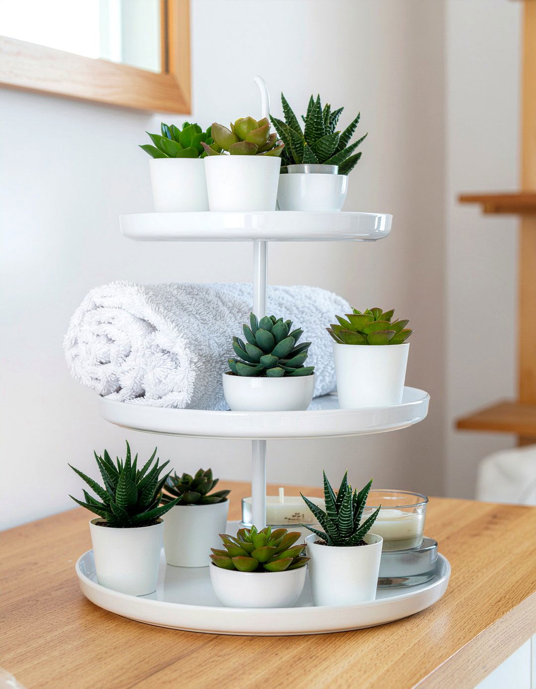 Tiered Tray Succulent - 30 bathroom succulent ideas