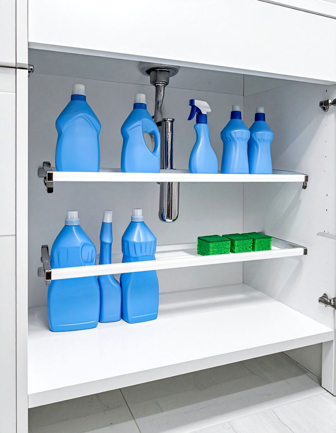 Tiered Under Sink Shelves - 30 under sink bathroom storage ideas