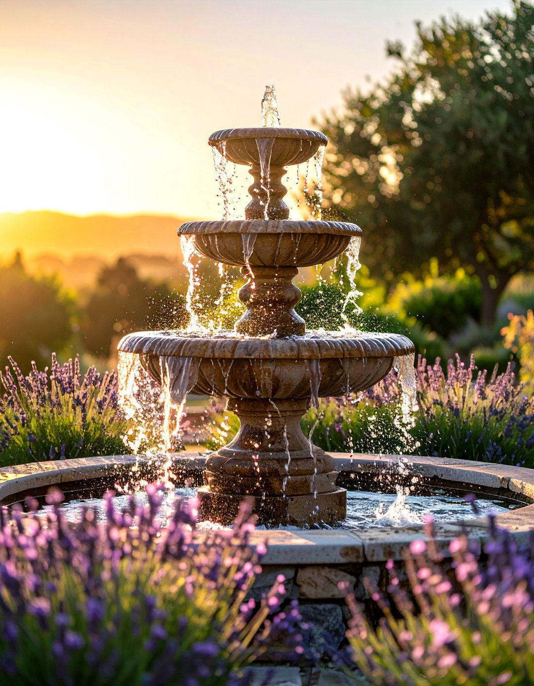 Tiered Water Fountain - 30 outdoor decor ideas