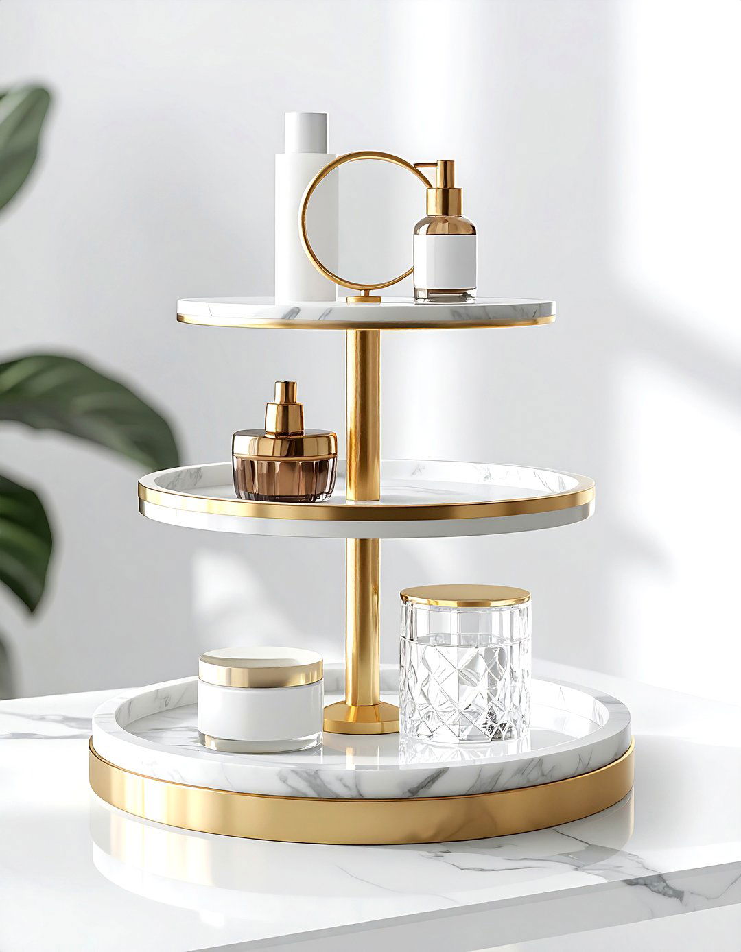 Tiered countertop tray - 30 bathroom storage hacks