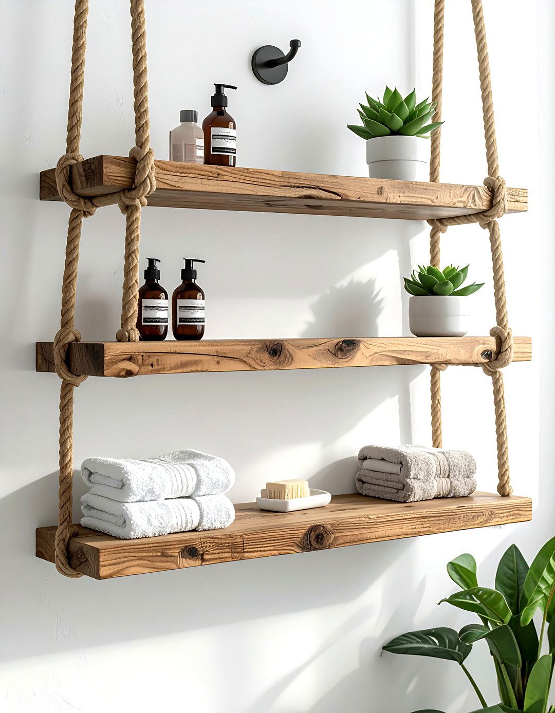Tiered hanging shelves - 30 bathroom wall shelving ideas