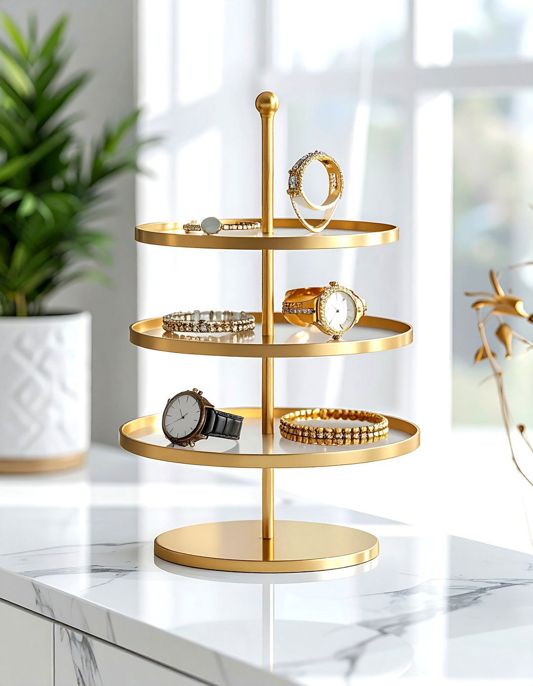 Tiered jewelry stand - 30 bedroom organization hacks