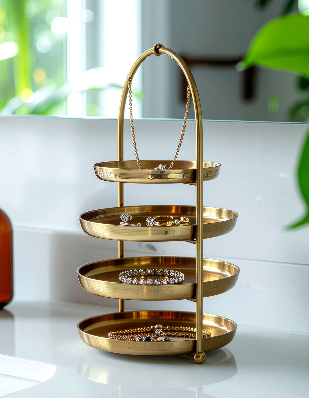 Tiered jewelry stand - 30 bathroom countertop styling ideas