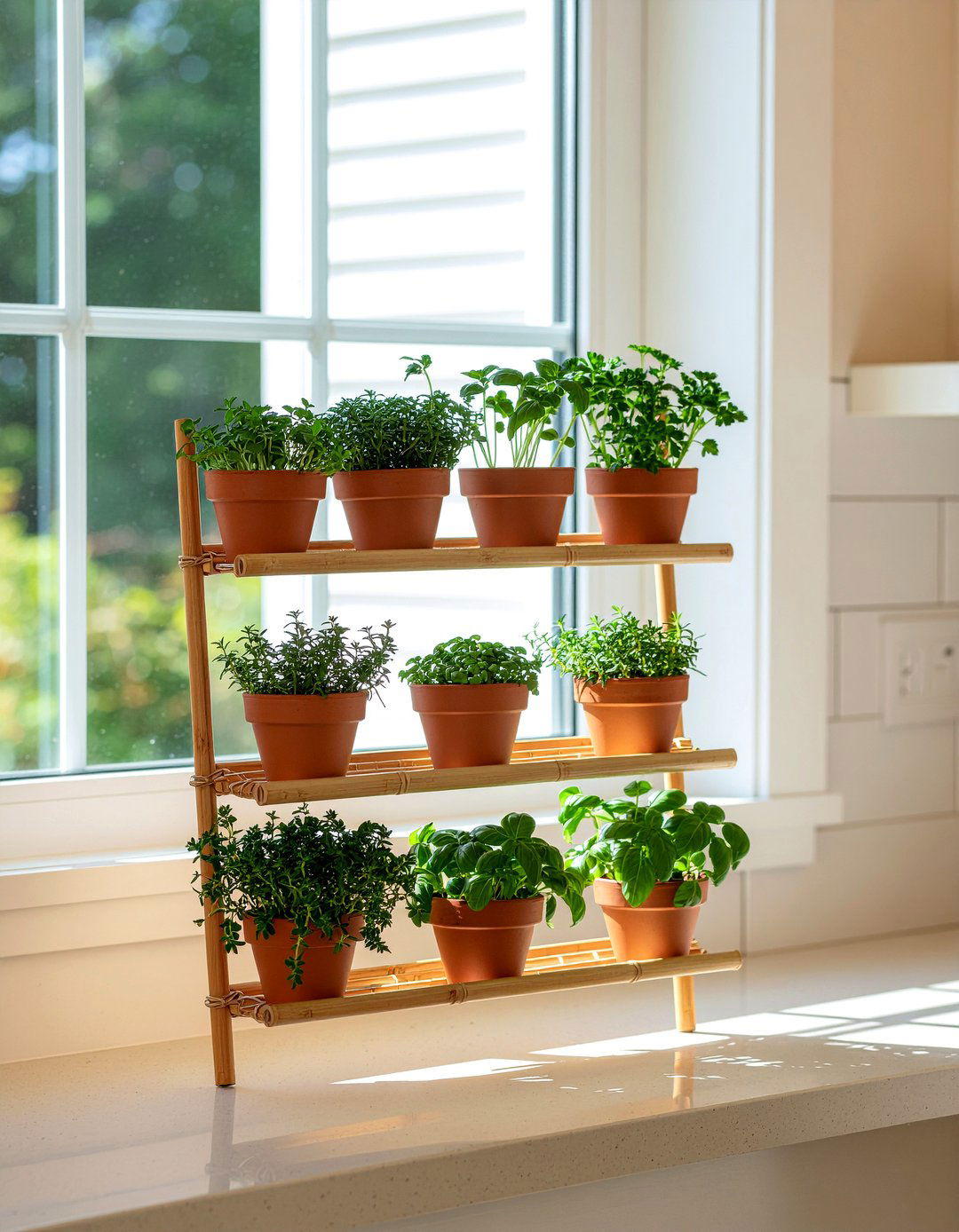 Tiered kitchen window herb shelf - 30 kitchen window herb garden ideas