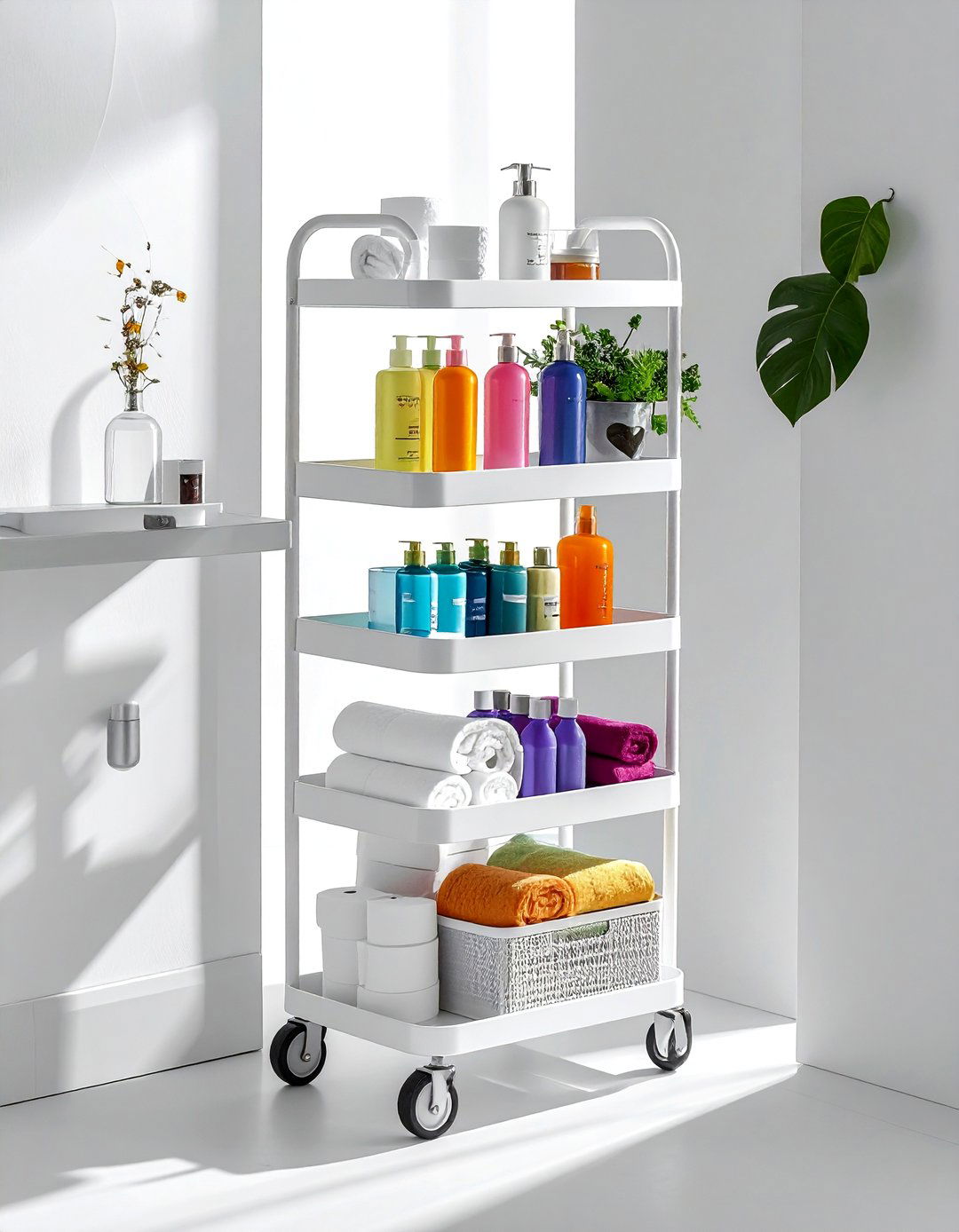 Tiered rolling cart - 30 bathroom space-saving ideas