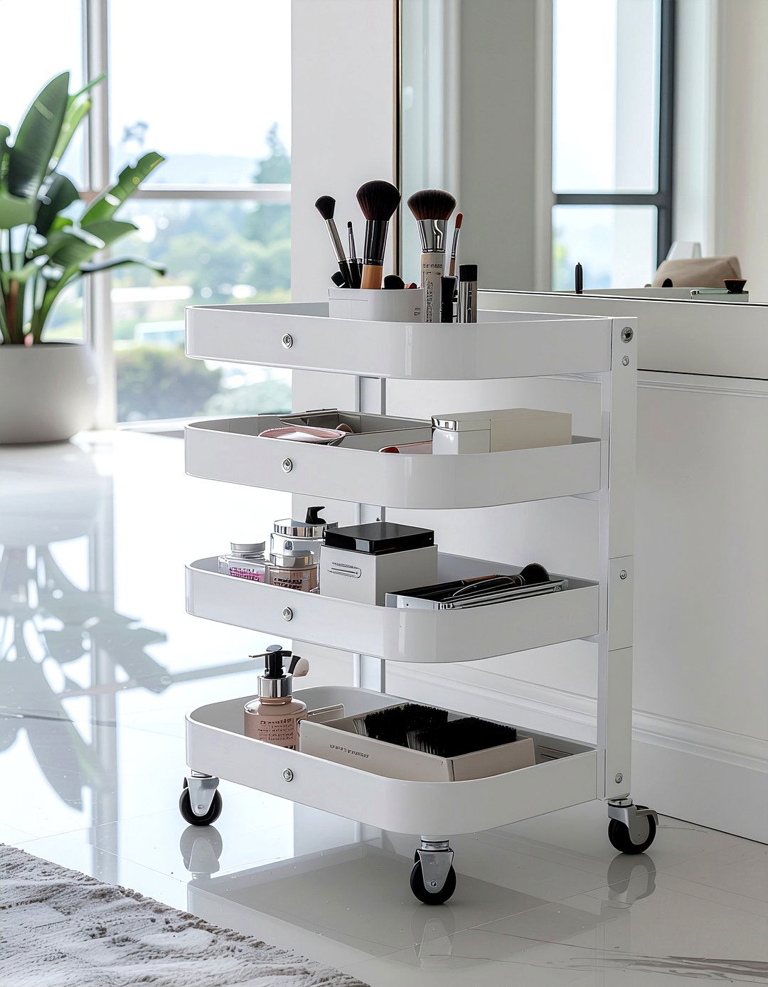 Tiered rolling cart - 30 bedroom storage tips
