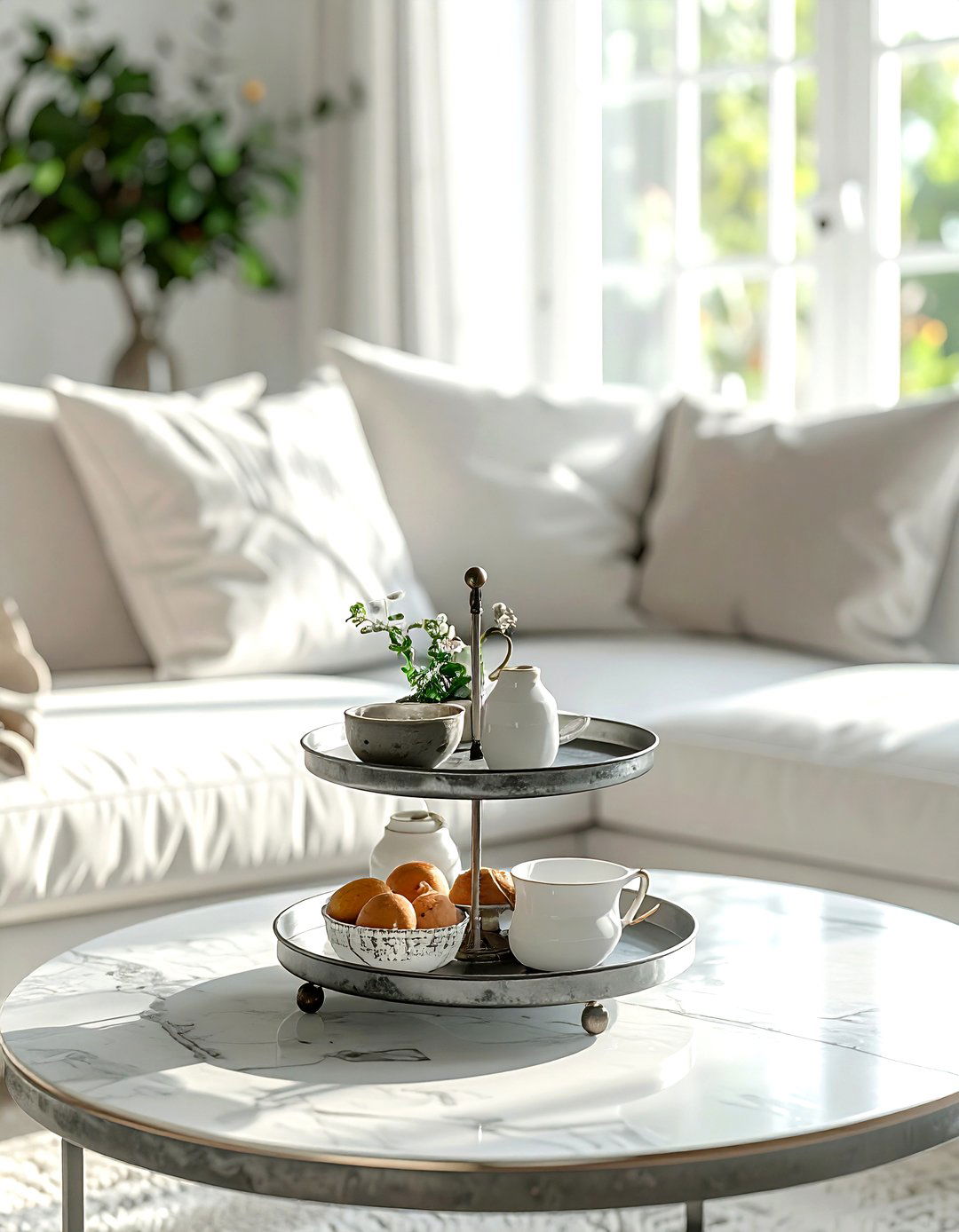 Tiered serving stand - 30 coffee table decor ideas