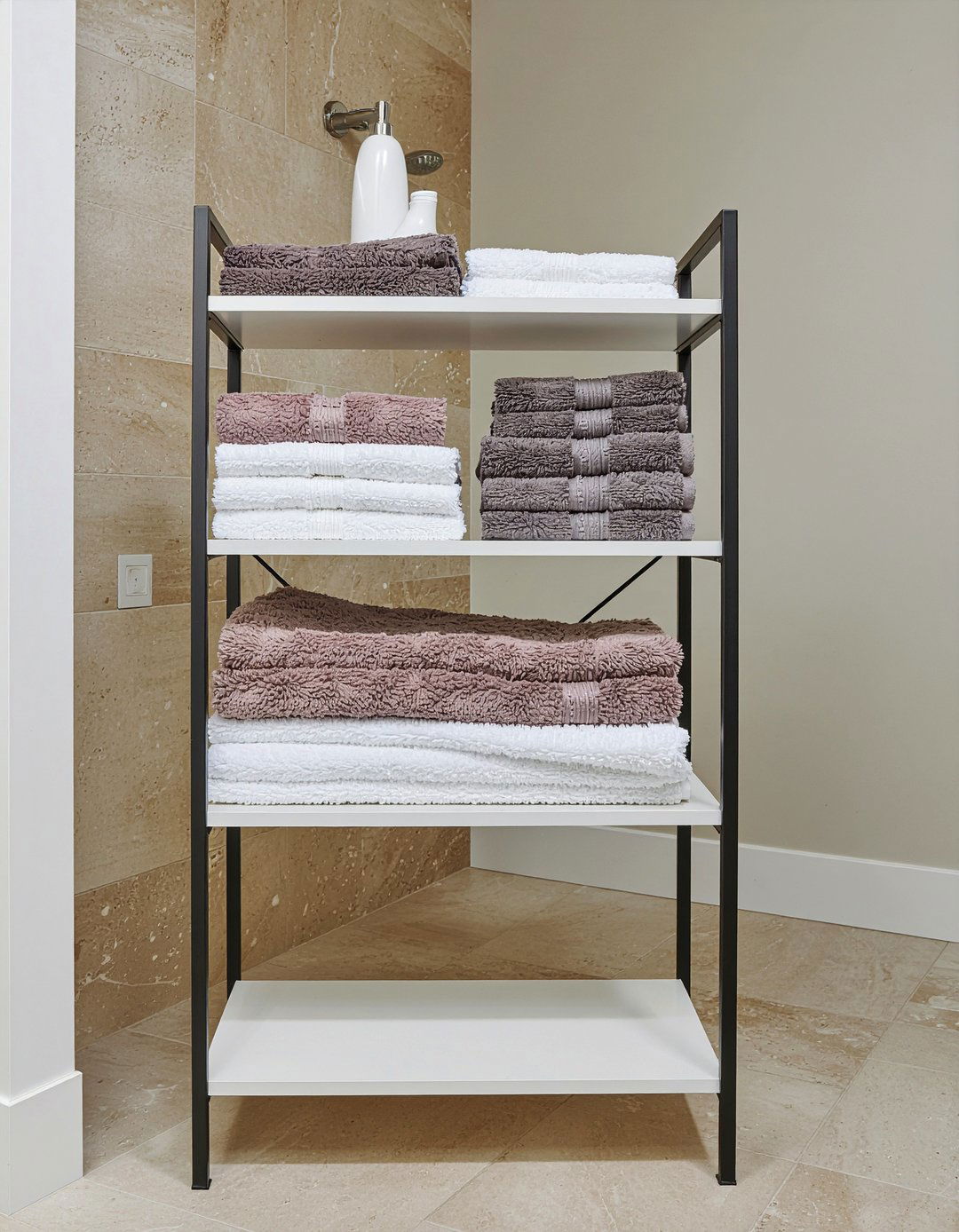 Tiered stand - 30 bathroom towel display ideas