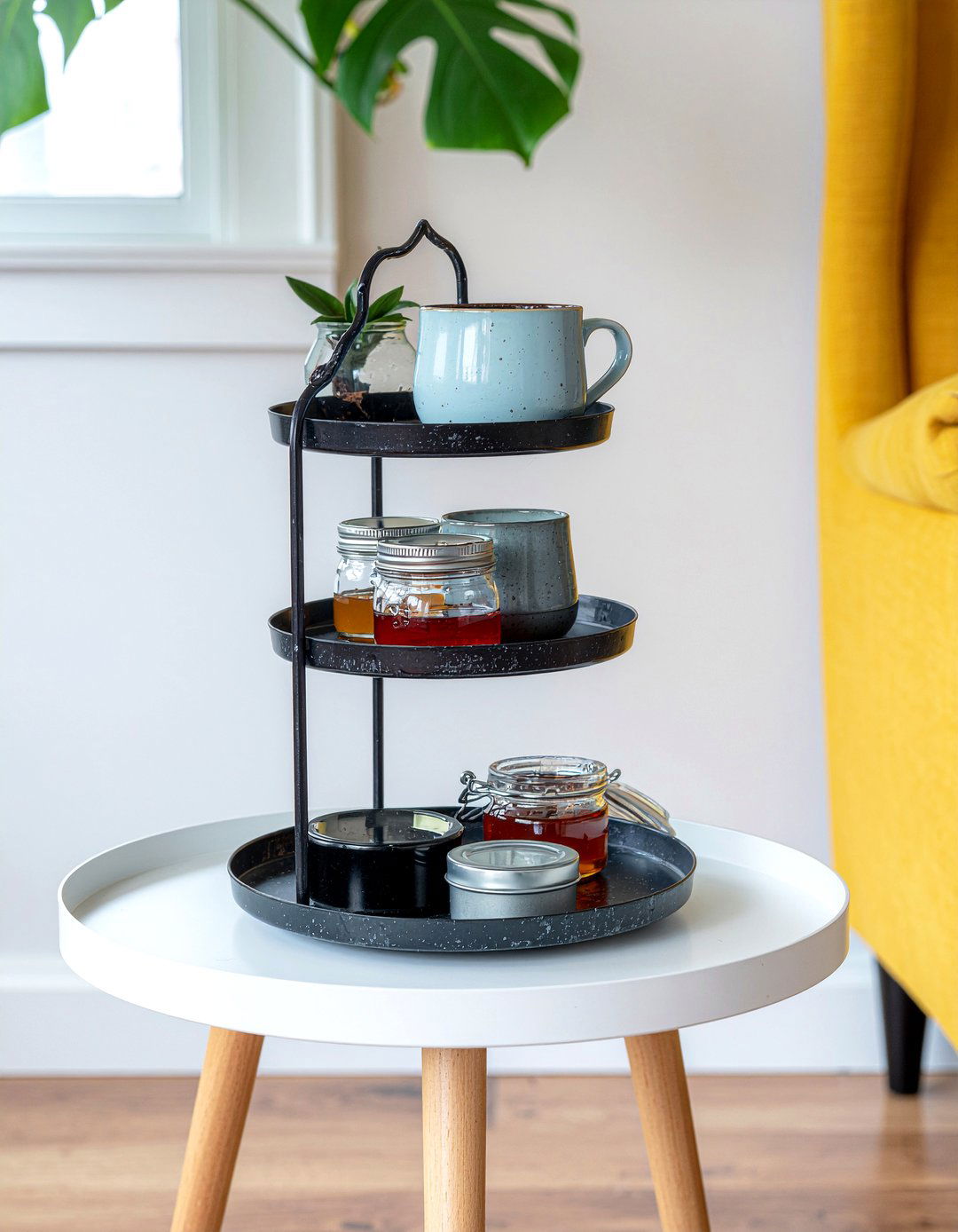 Tiered tray drink station - 30 living room drink station ideas