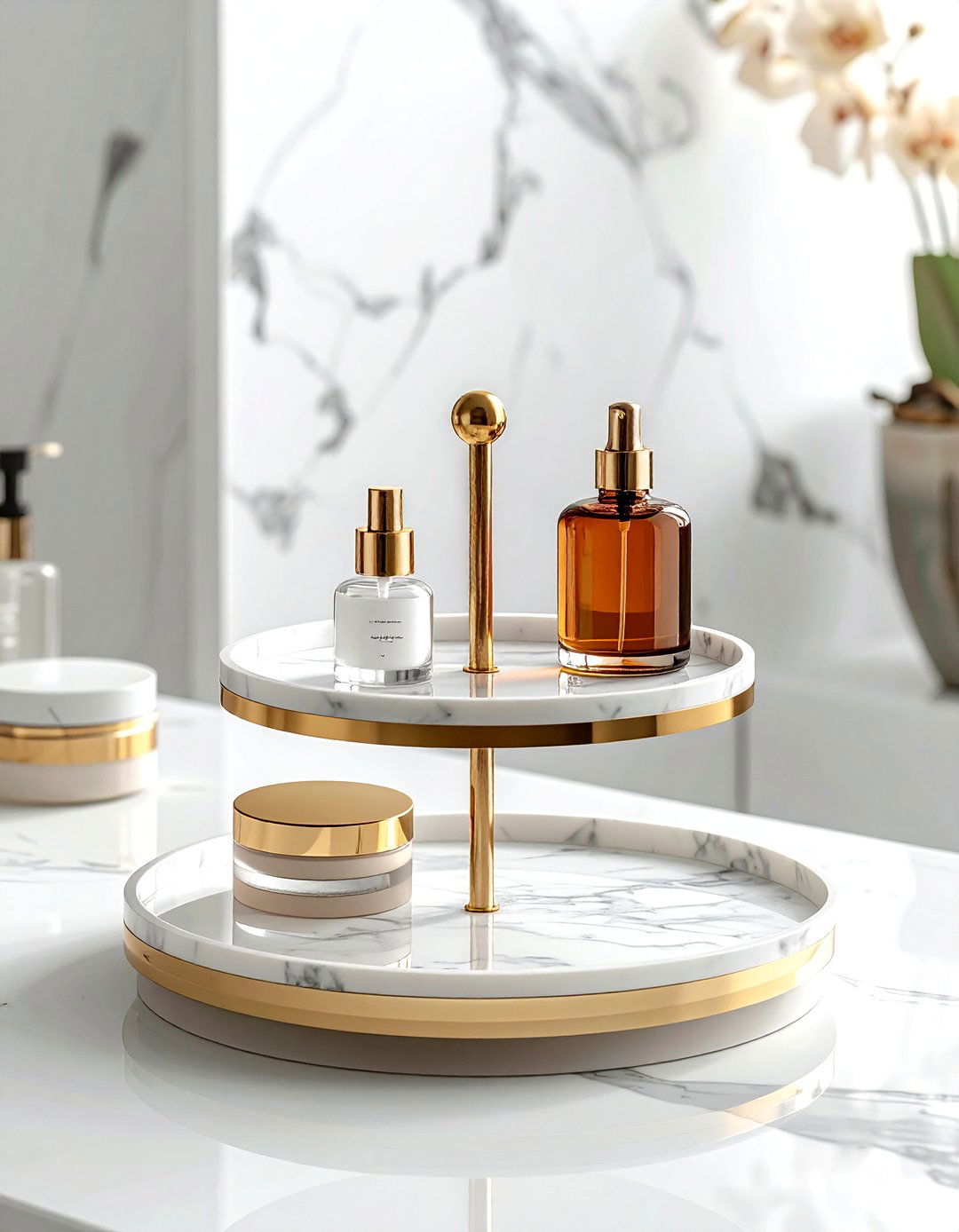 Tiered tray for countertop - 30 bathroom organization hacks