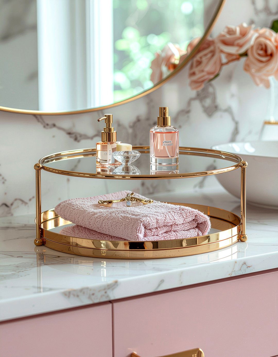 Tiered vanity tray - 30 bathroom clever storage ideas