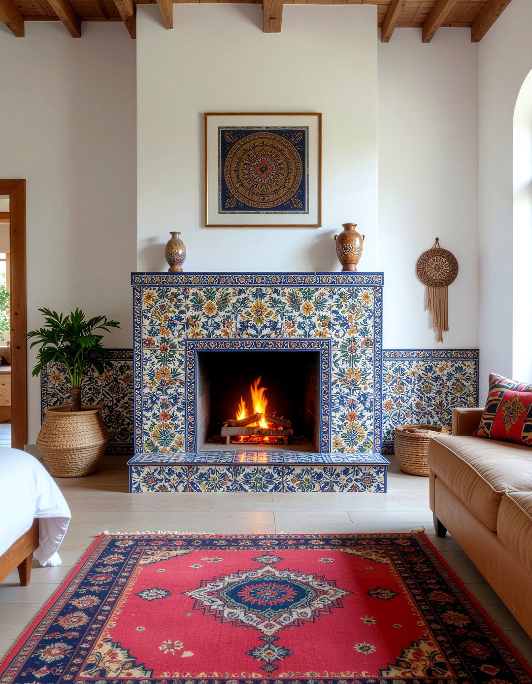 Tile Surround Fireplace - 30 bedroom gas fireplace ideas
