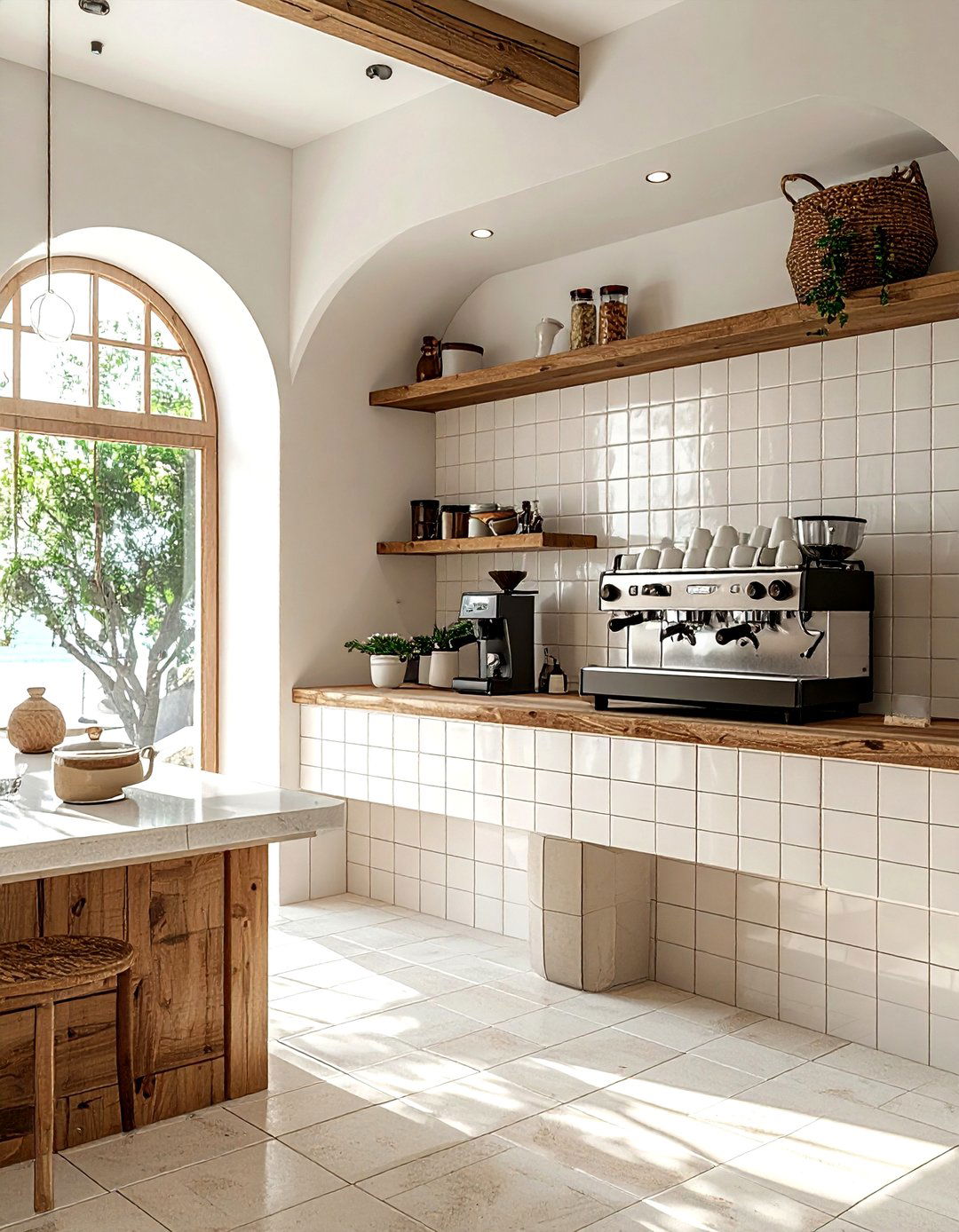 Tile backsplash coffee nook - 30 coffee station kitchen ideas