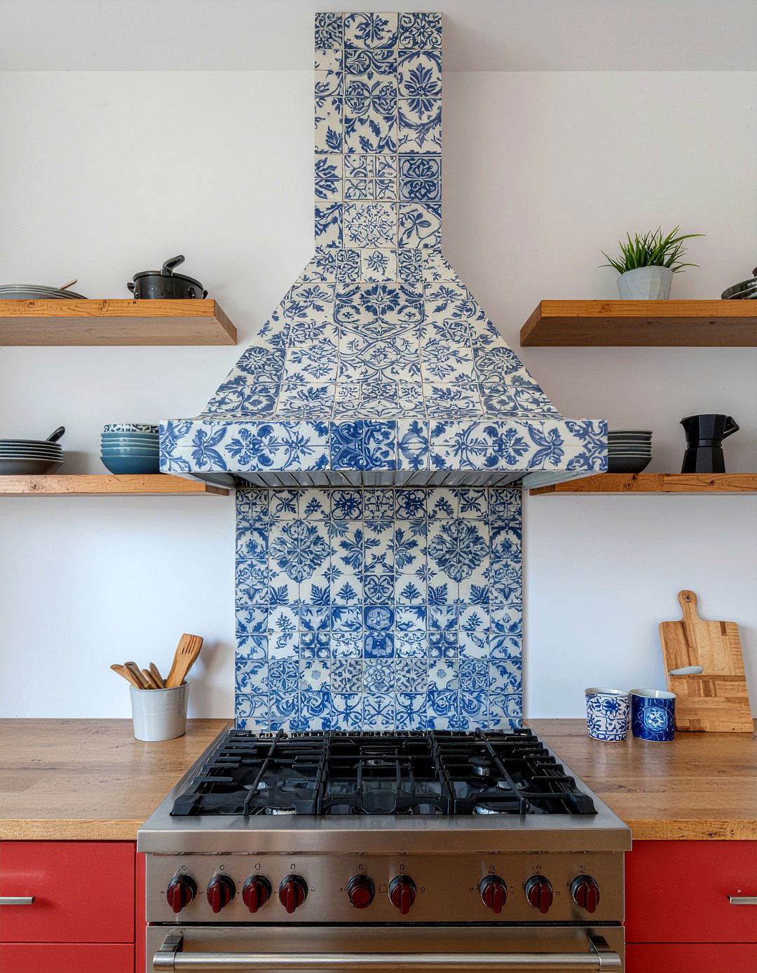 Tiled Chimney Hood - 30 chimney hood kitchen ideas