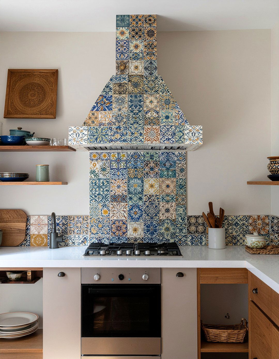 Tiled Kitchen Hood - 30 custom hood kitchen ideas