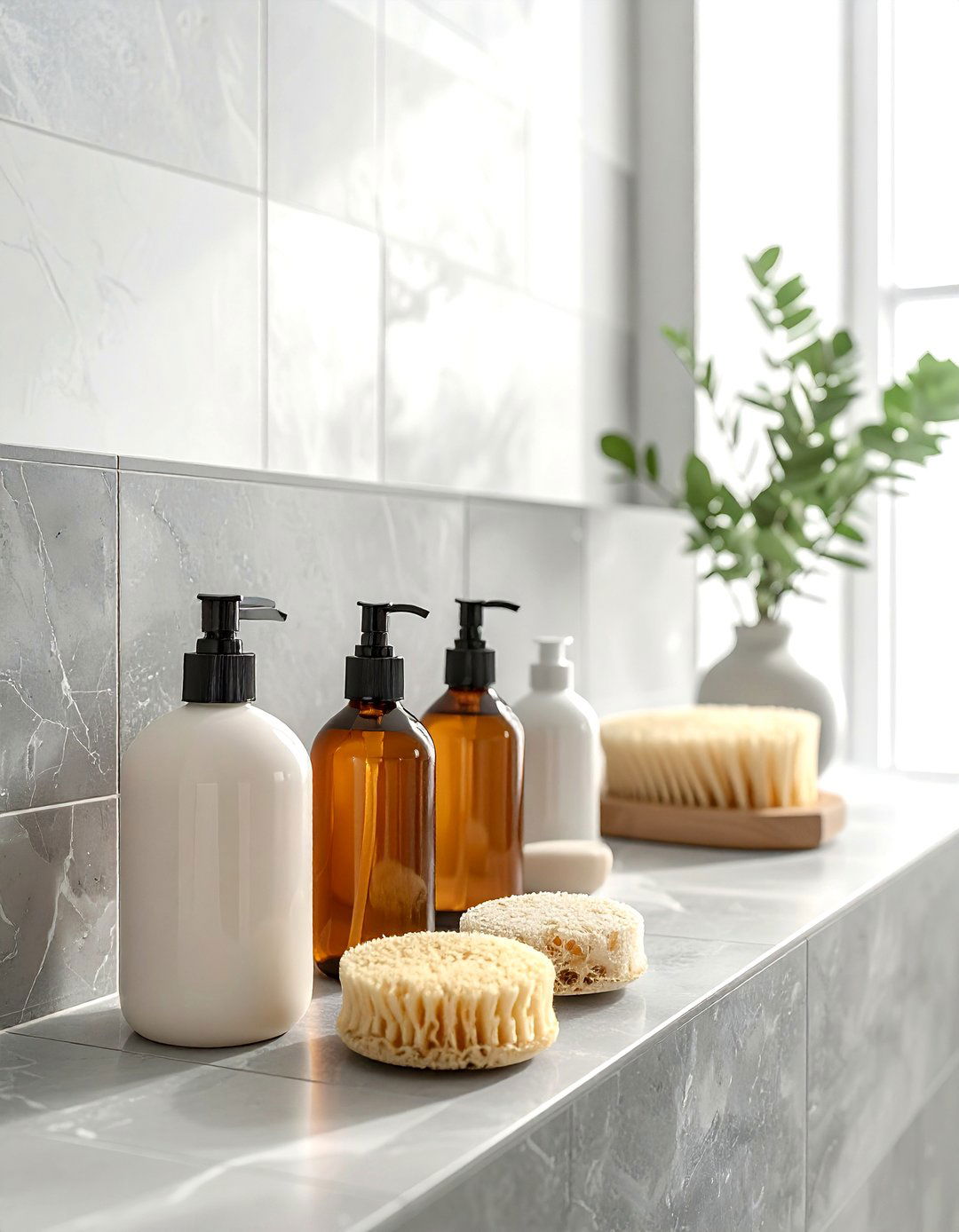 Tiled Shower Ledge - 30 bathroom shelving ideas