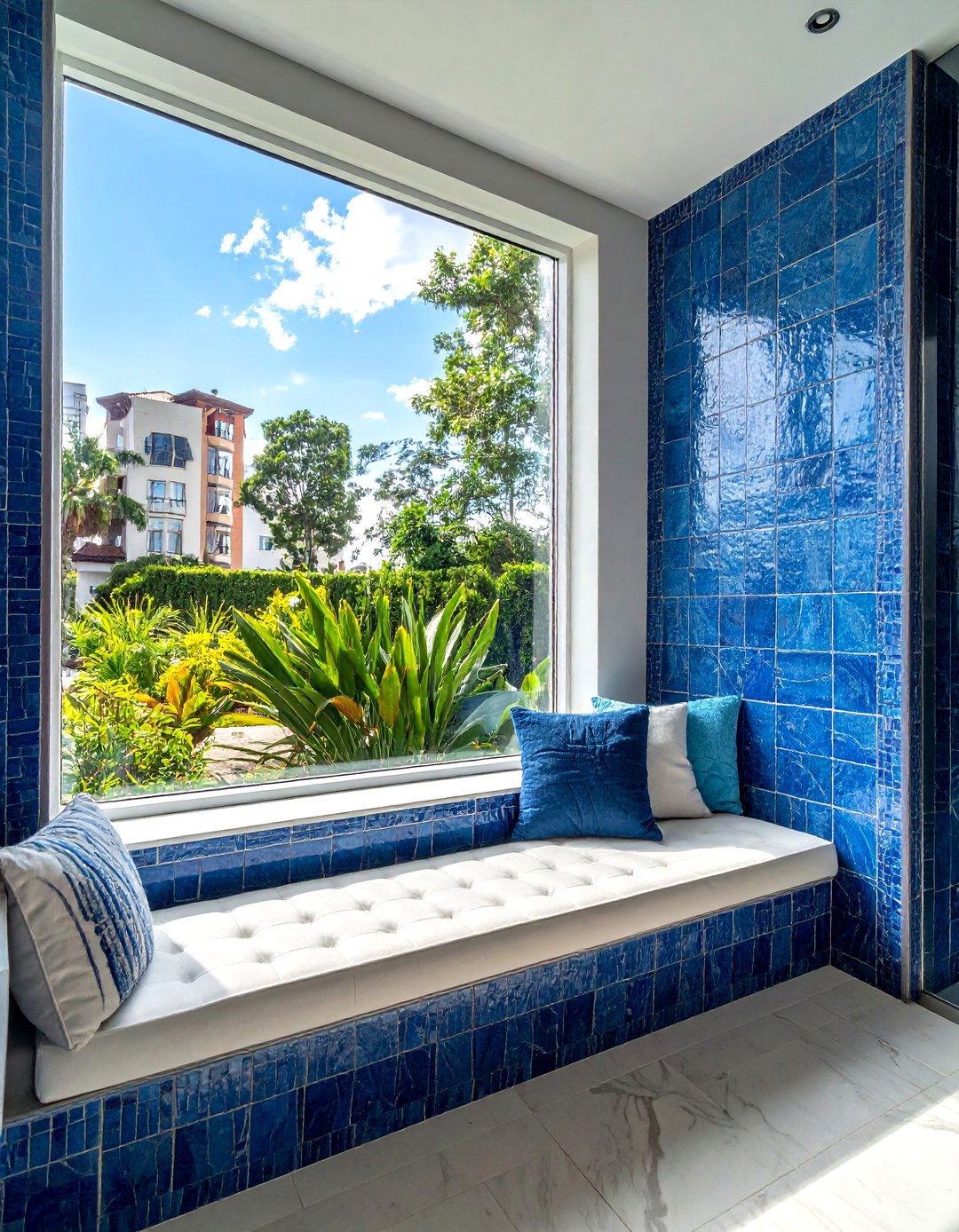 Tiled Window Seat - 30 bathroom window seat ideas