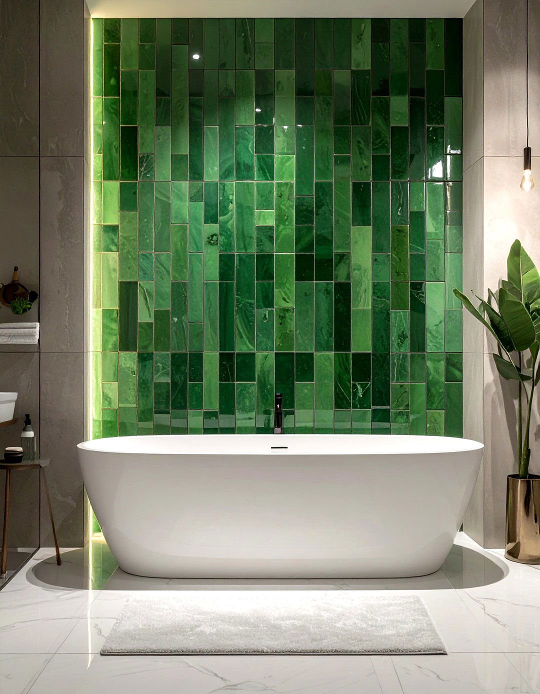 Tiled accent wall - 30 bathroom wall decor ideas
