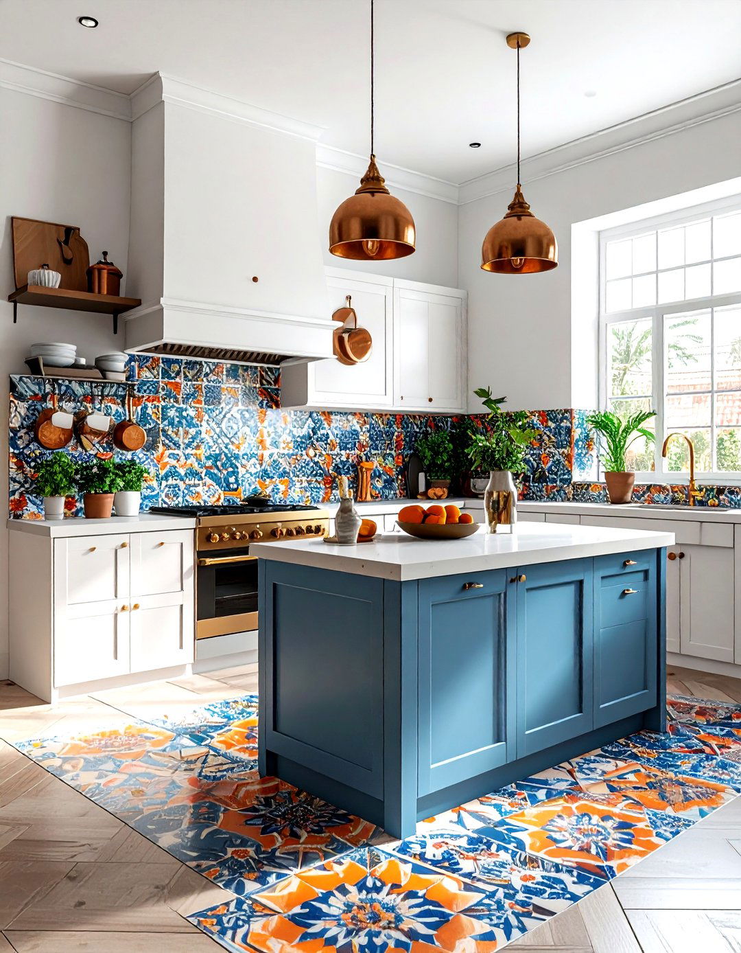 Tiled backsplash vibrant kitchen - 30 maximalist decor ideas