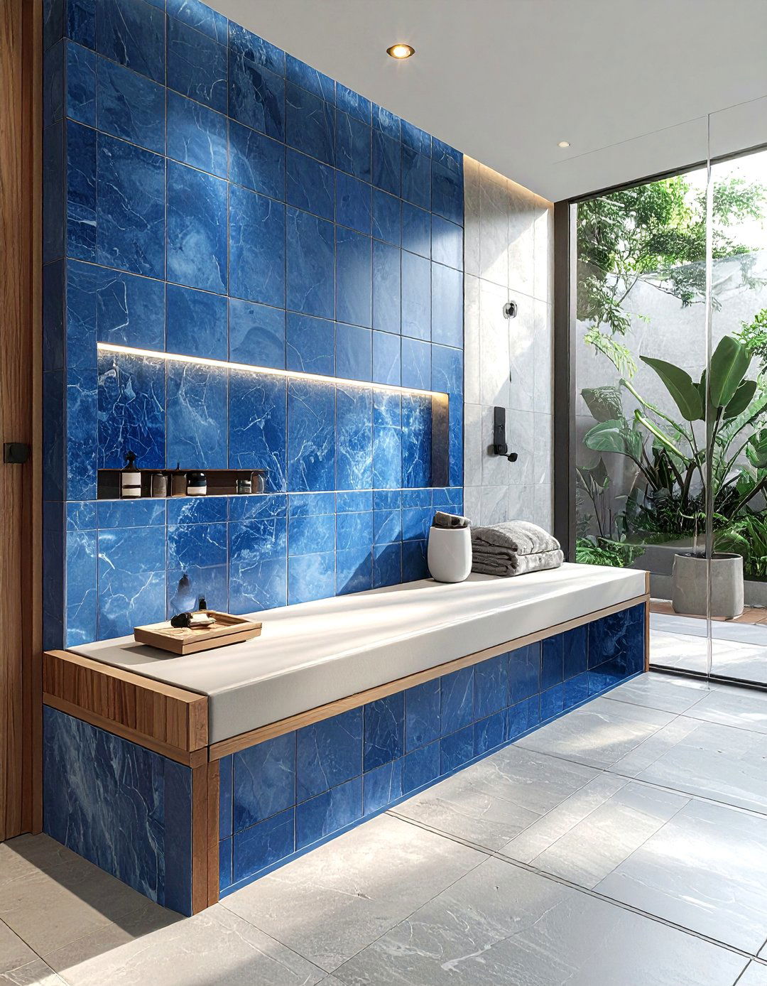 Tiled bench in wet room - 30 bathroom seating arrangements ideas
