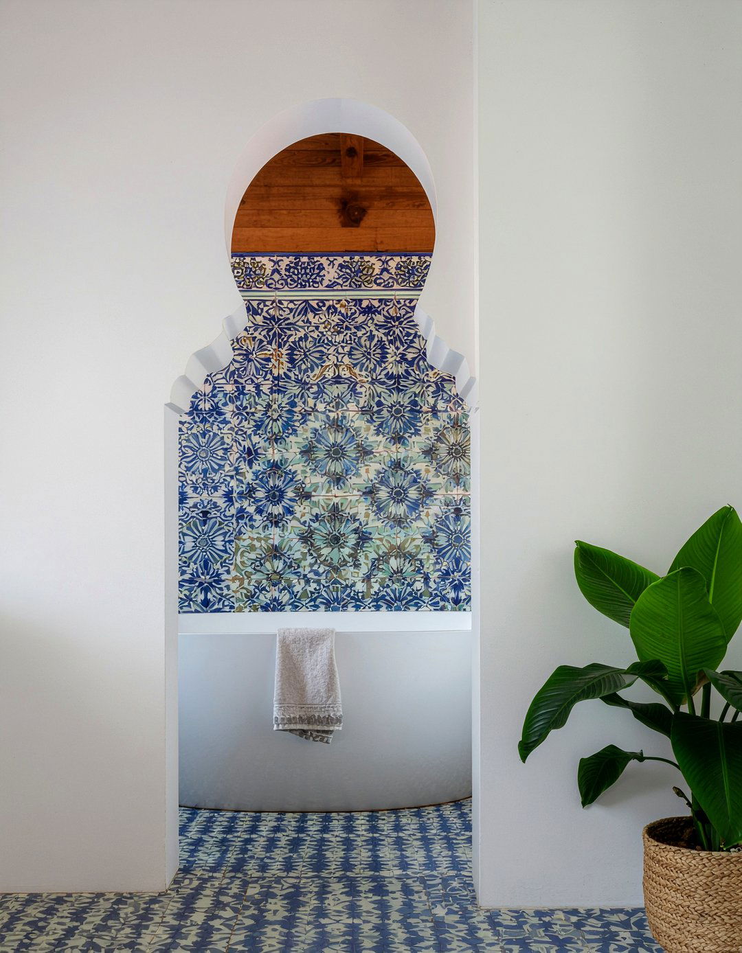 Tiled fireplace surround bathroom - 30 bathroom fireplace ideas