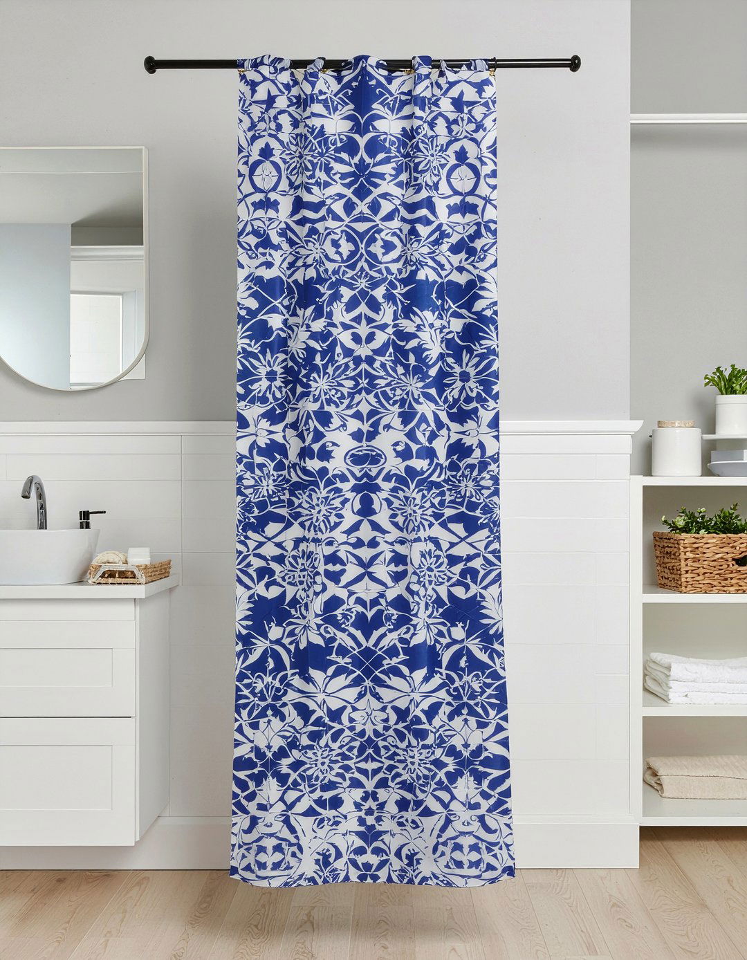 Tiled pattern shower curtain - 30 bathroom curtain ideas