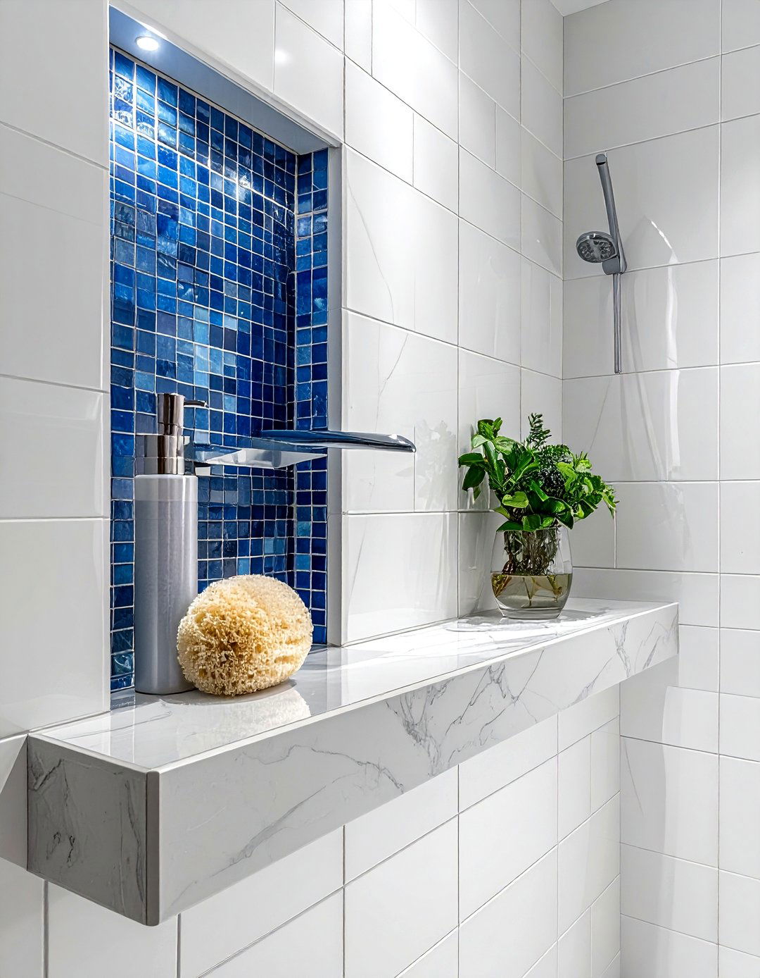 Tiled recessed shelving - 30 bathroom wall shelving ideas