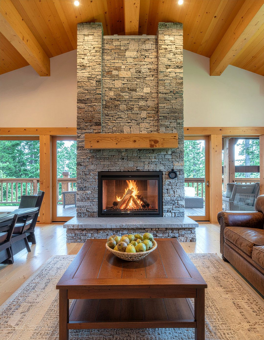 Timber Frame Stone Fireplace - 30 living room timber frame ideas
