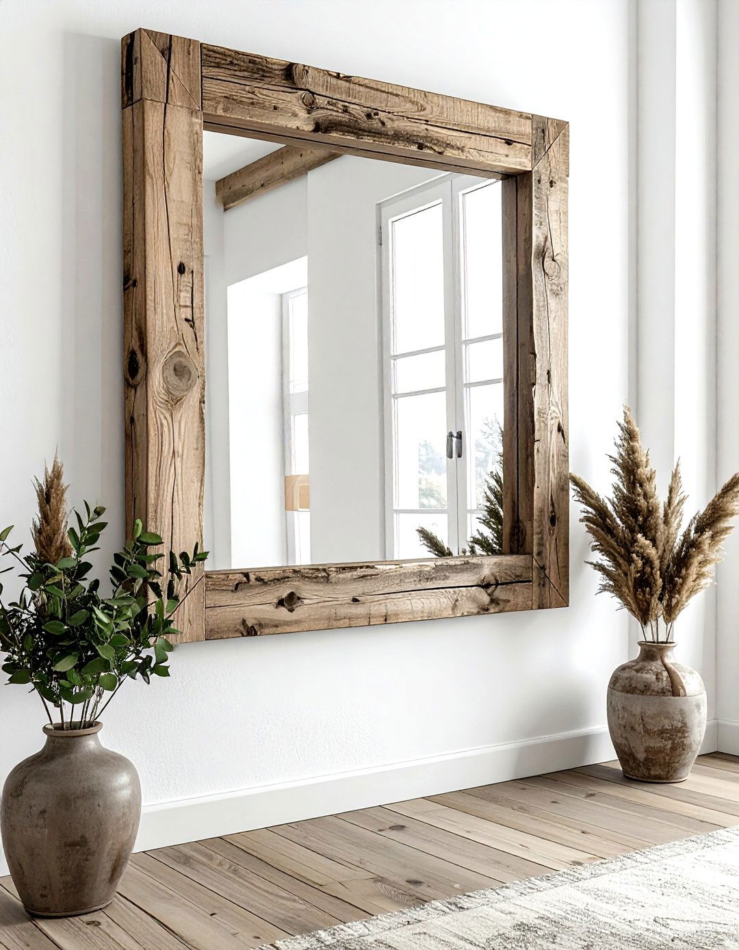 Timber Framed Mirror - 30 reclaimed wood dining room ideas