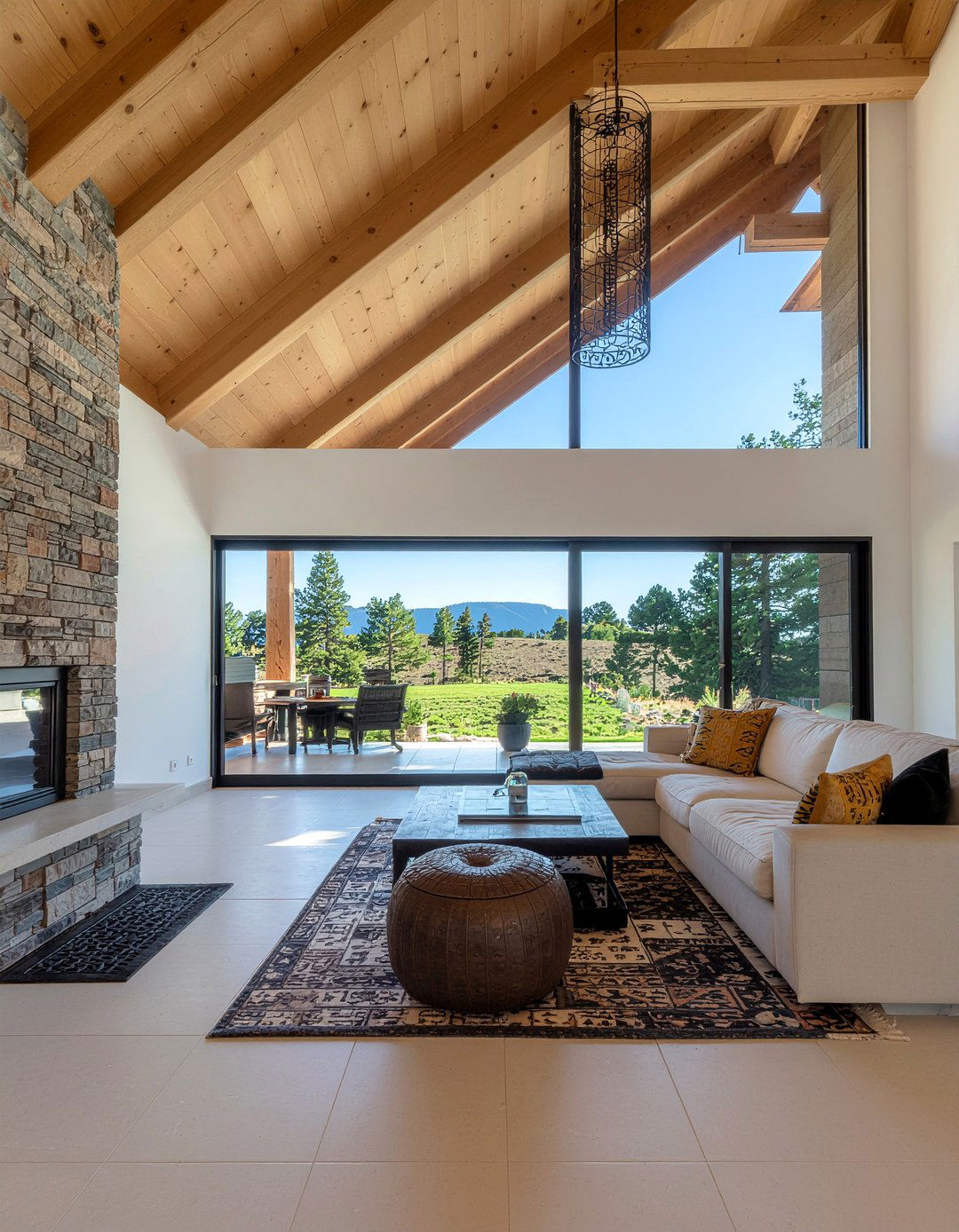 Timber frame architecture - 30 mountain house living room ideas