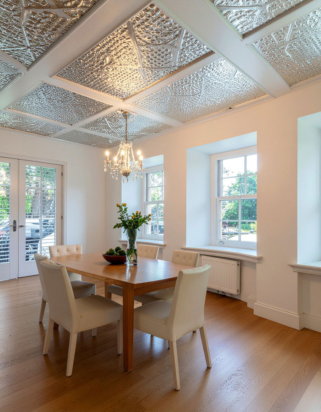 Tin Ceiling Tile - 30 metal dining room ideas