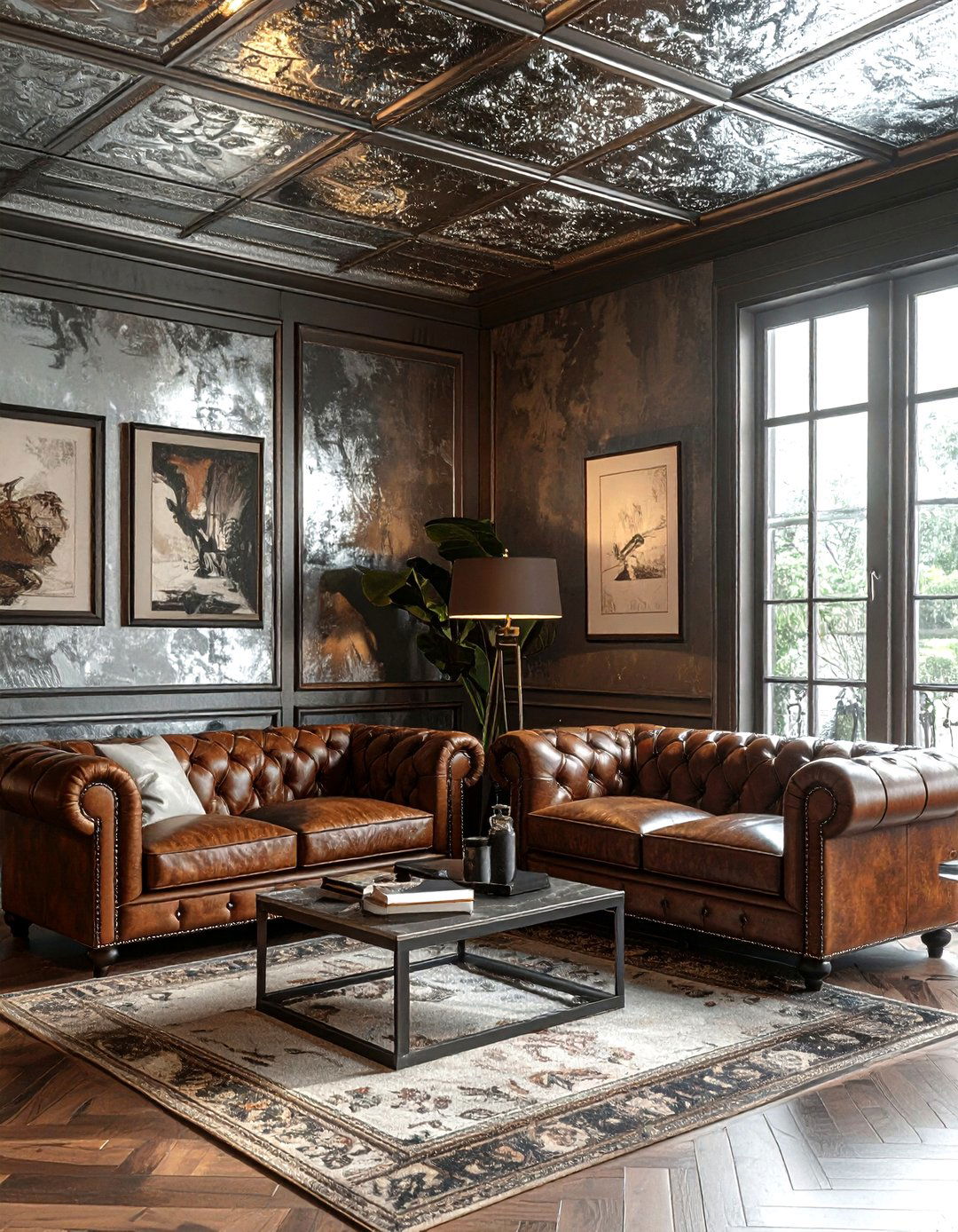 Tin ceiling tiles living room - 30 living room textured ceiling ideas