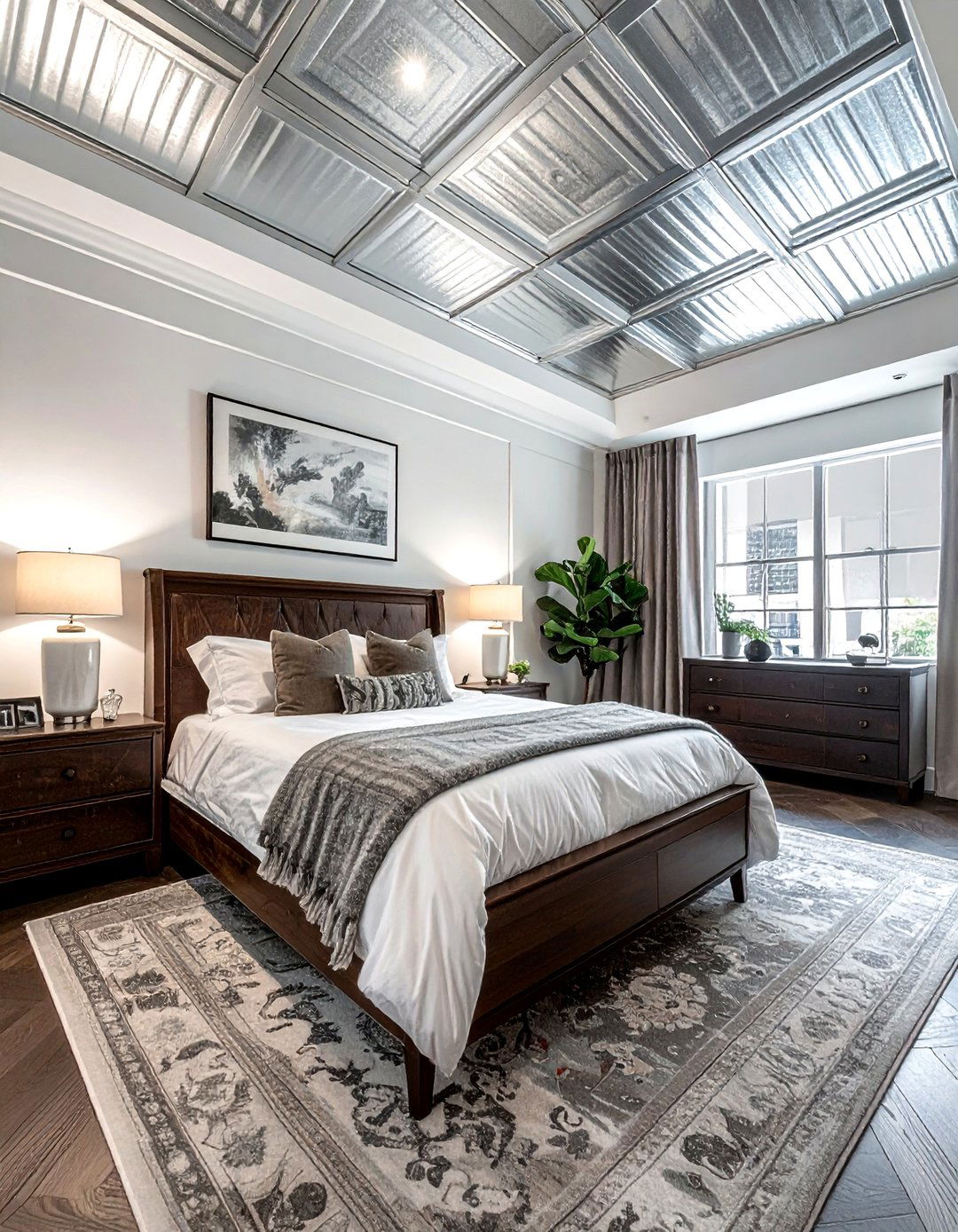 Tin ceiling tiles - 30 bedroom ceiling design ideas