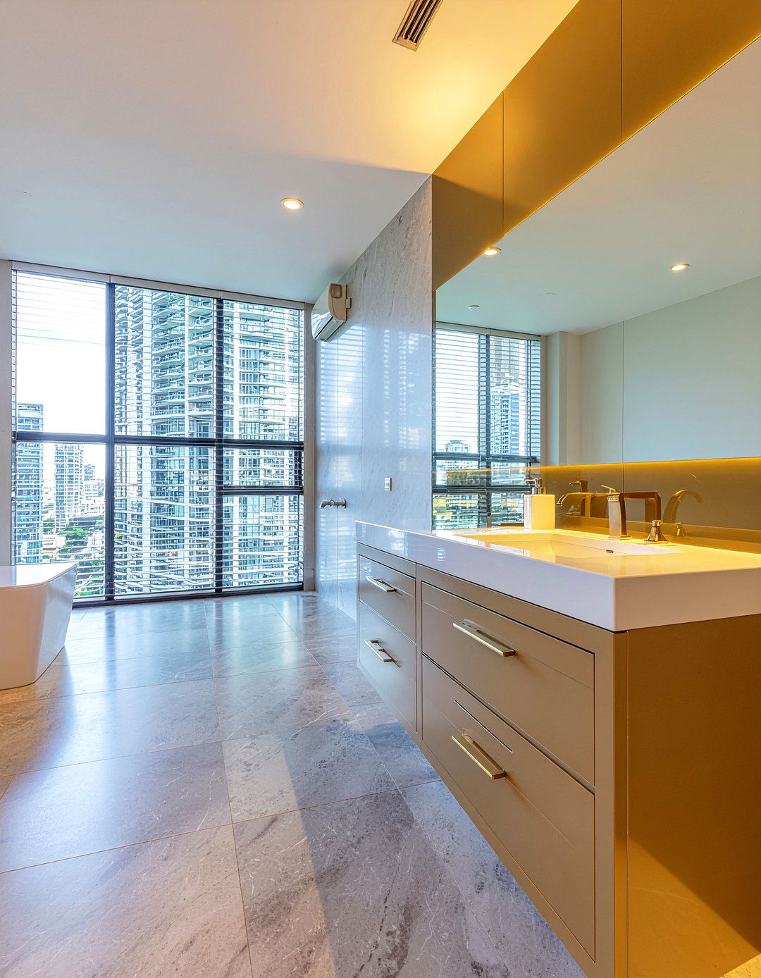 Tinted Mirror Bathroom Wall - 30 mirrored wall bathroom ideas