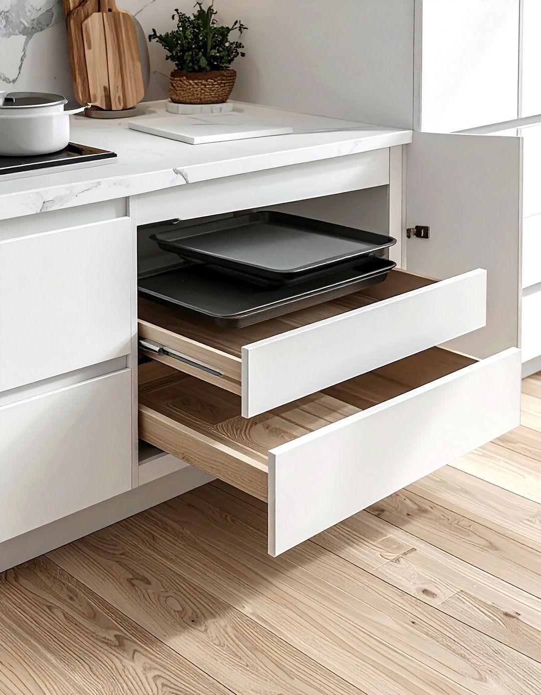 Toe Kick Drawer - 30 kitchen vertical storage ideas