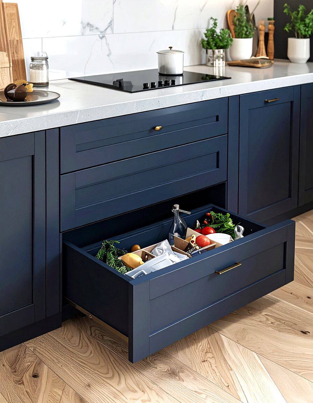 Toe Kick Recycling Drawer - 30 recycling center kitchen ideas