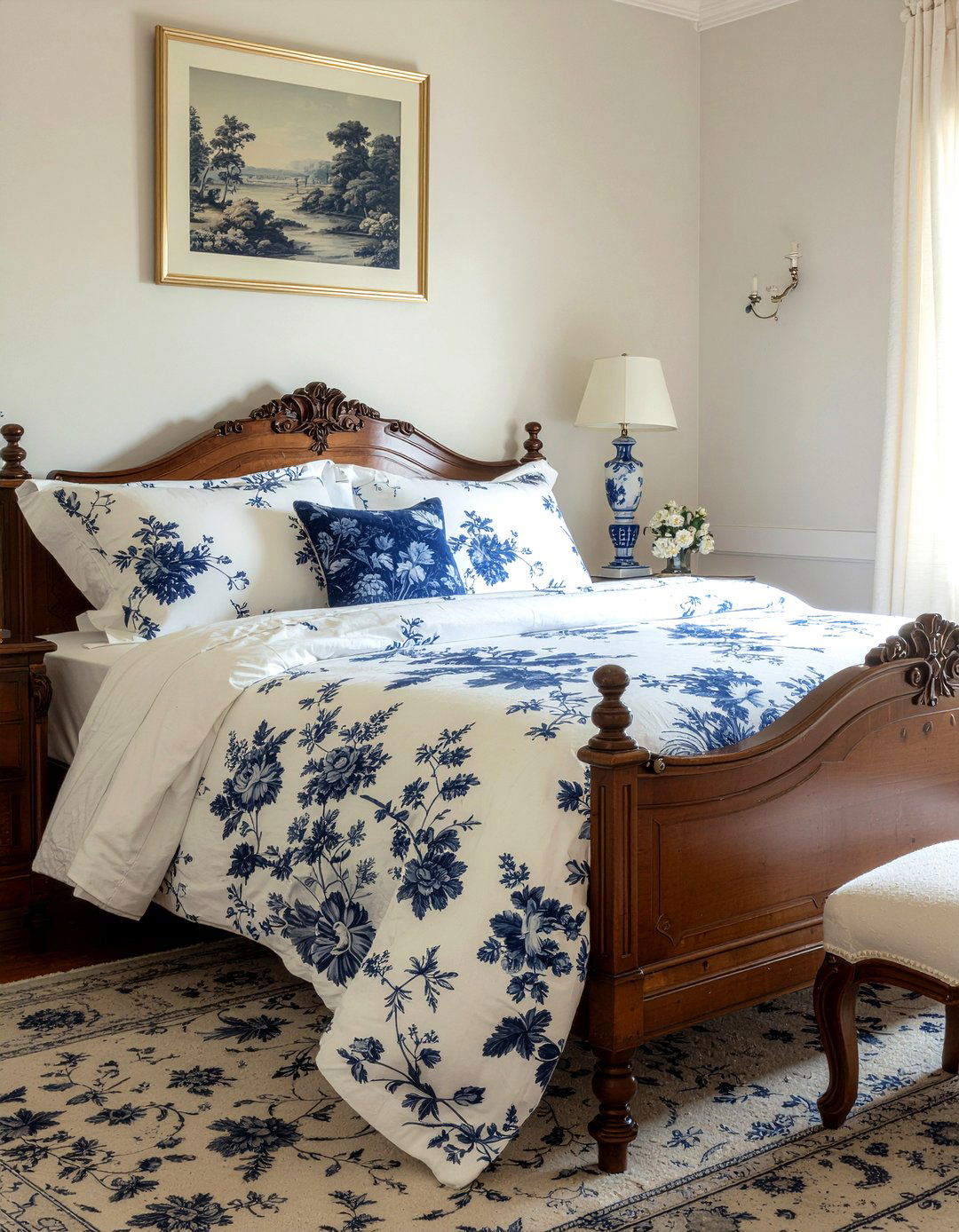 Toile Fabric Bedding - 30 Victorian bedroom ideas