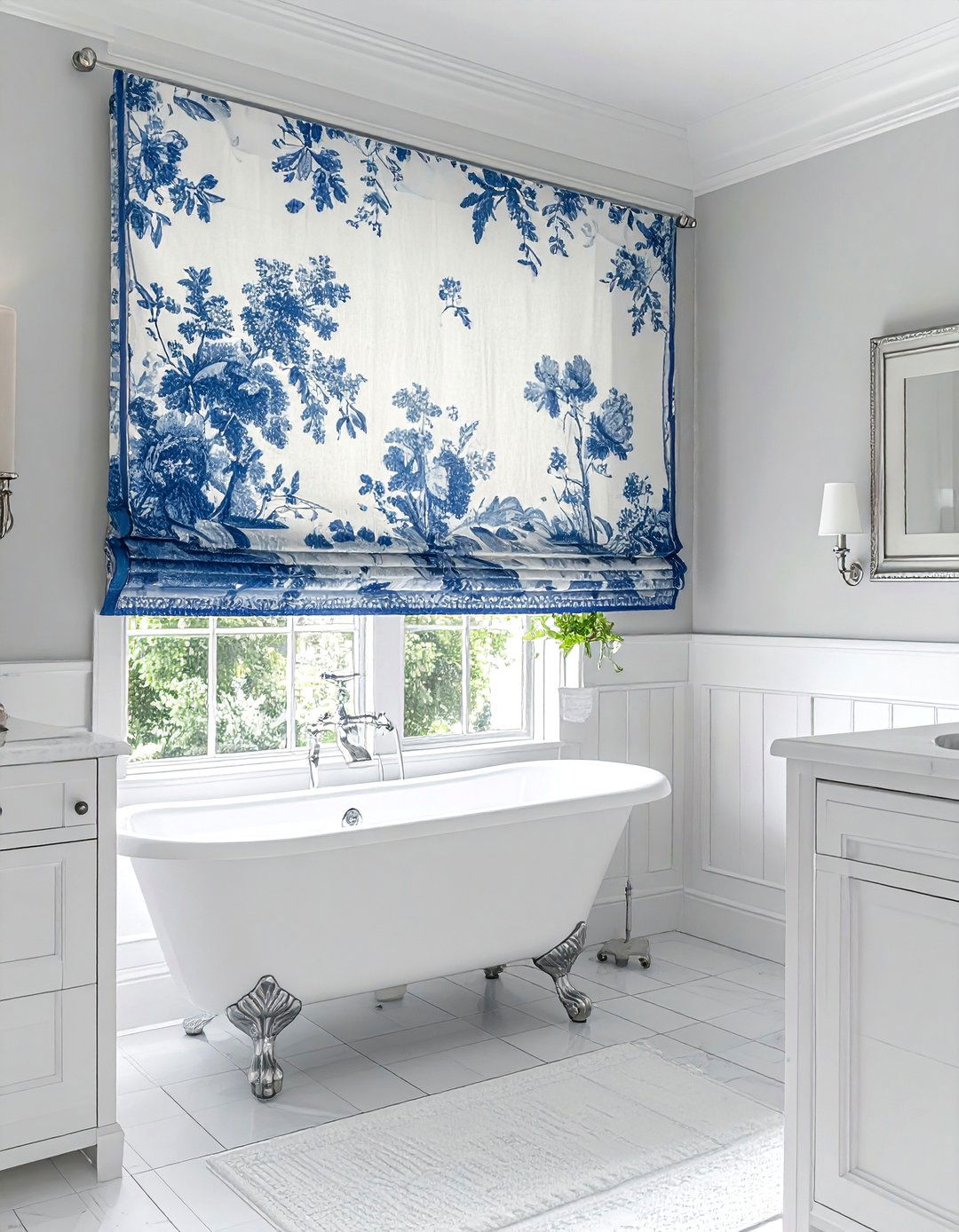 Toile Pattern Valance - 30 bathroom valance ideas