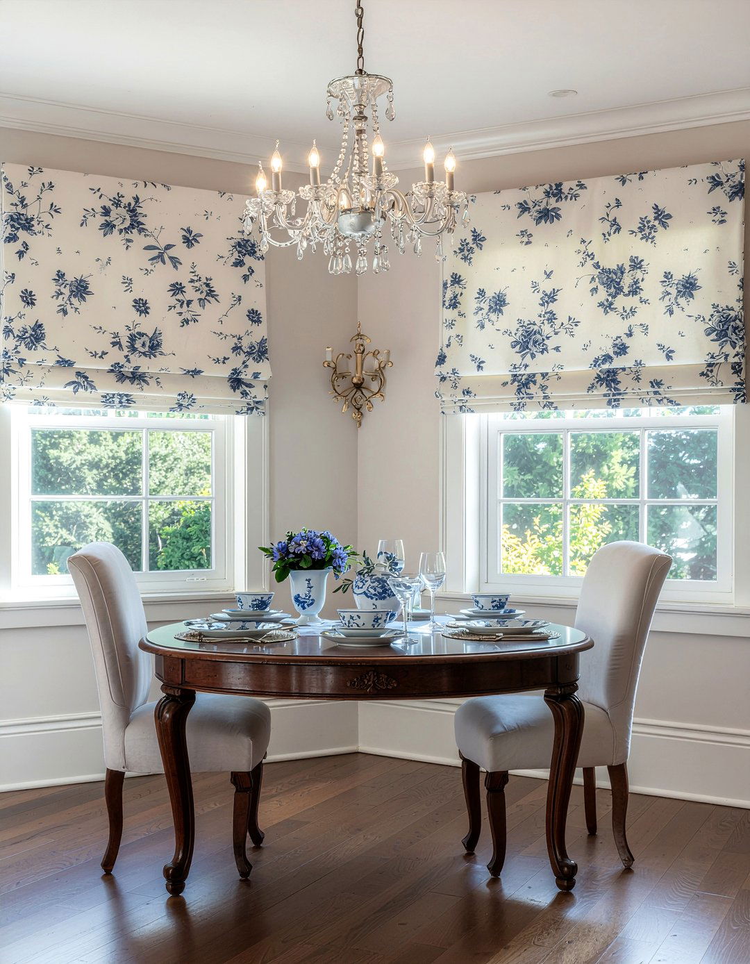 Toile Roman Shades - 30 dining room roman shade ideas