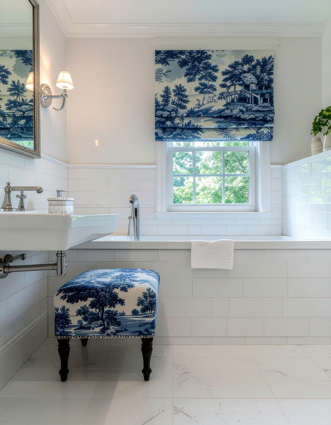 Toile de Jouy decor - 30 French bathroom ideas