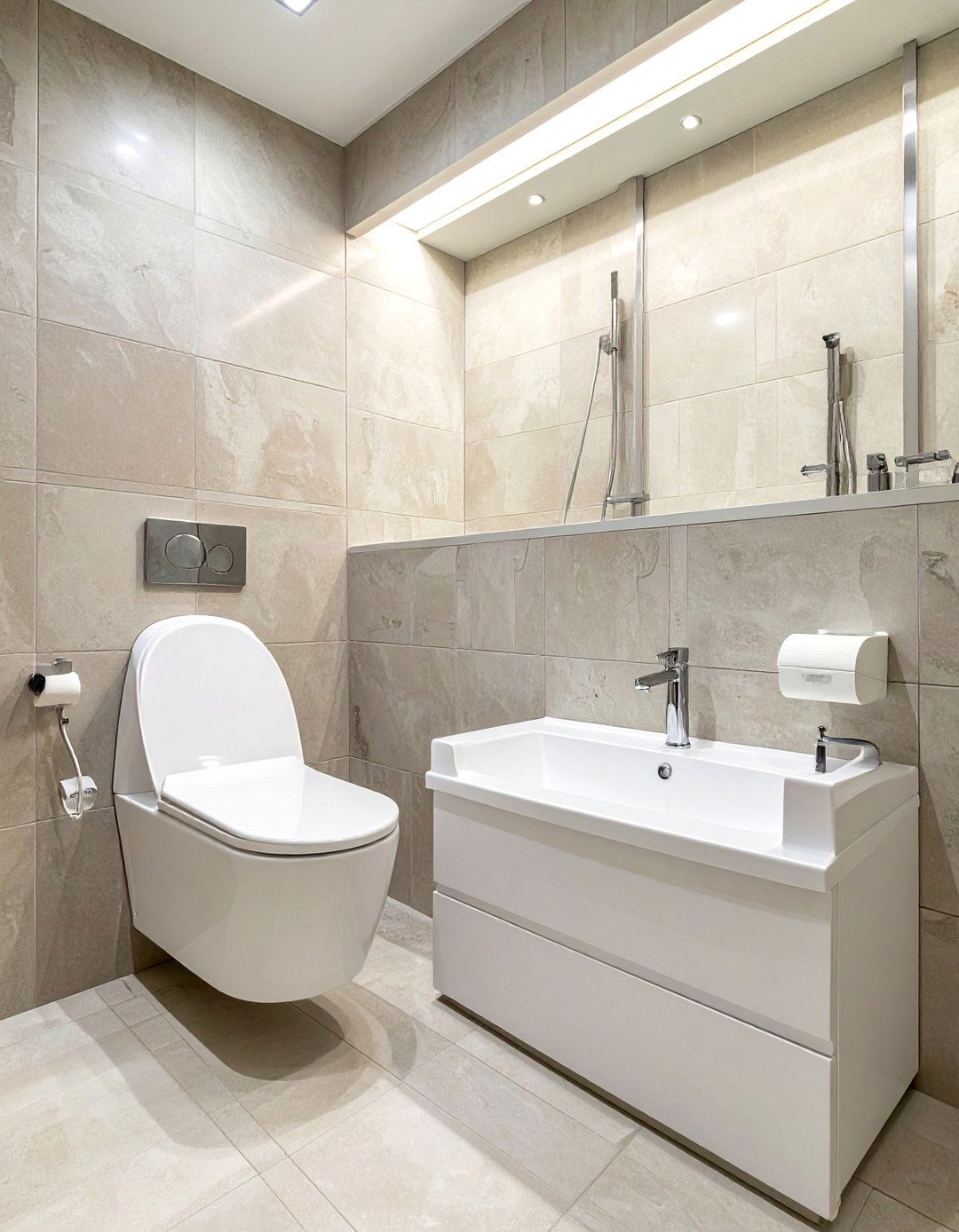 Toilet and bidet layout - 30 bathroom furniture layout